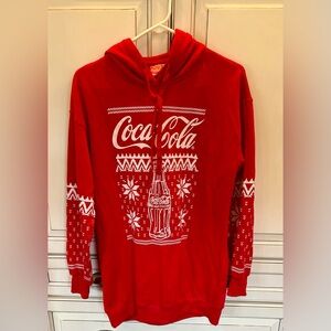 Coca Cola Men's Red Snowflake Ugly Christmas Holiday Hoodie Sweatshirt Size XS